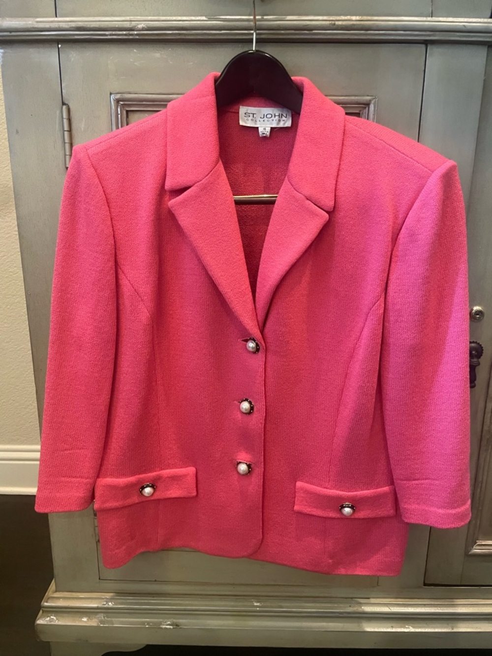 St. John Pink Knit Blazer Jacket